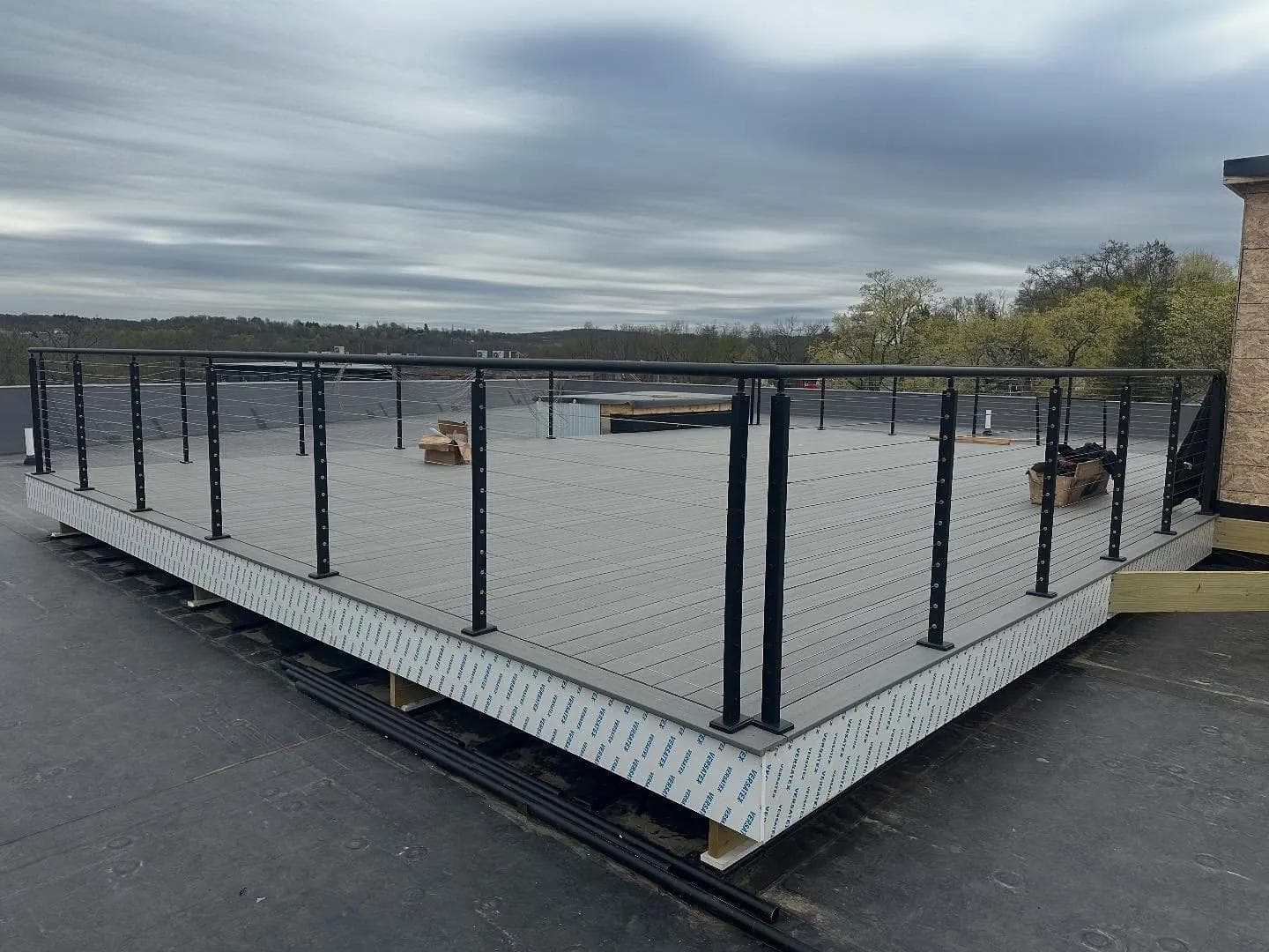 Rooftop steel cable railing in Goshen, NY.