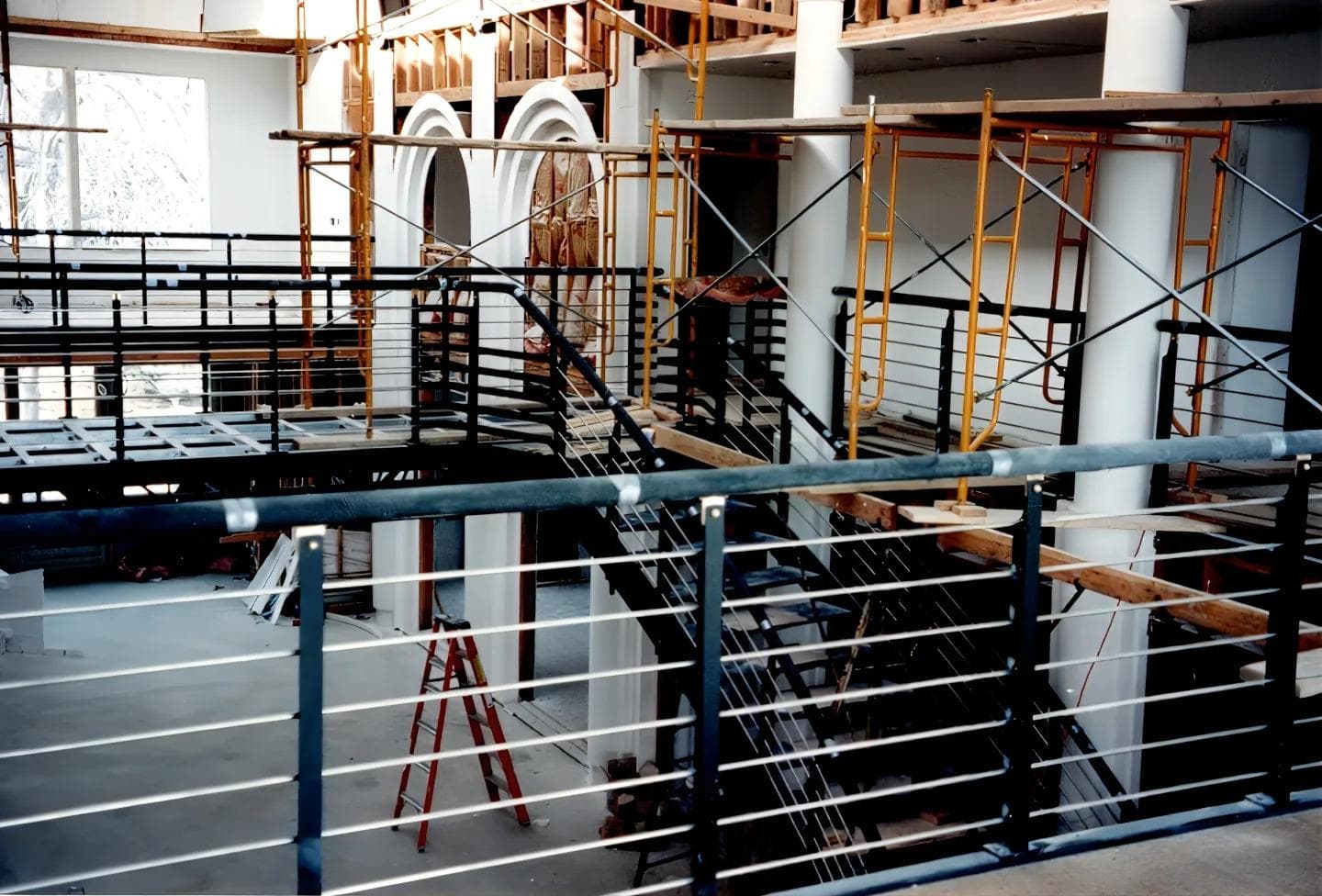 Custom commercial brass and steel railing in Rye, NY.