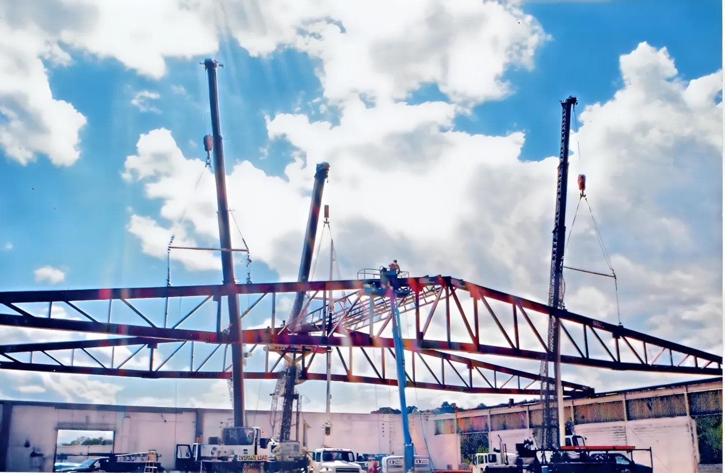 Structural steel construction with cranes in Poughkeepsie, NY.