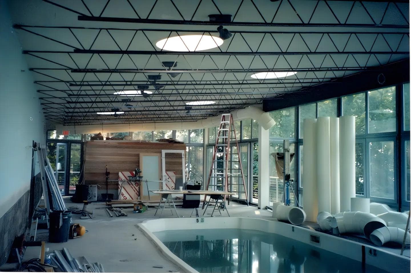 Structural steel framing pool enclosure in Beacon, NY.