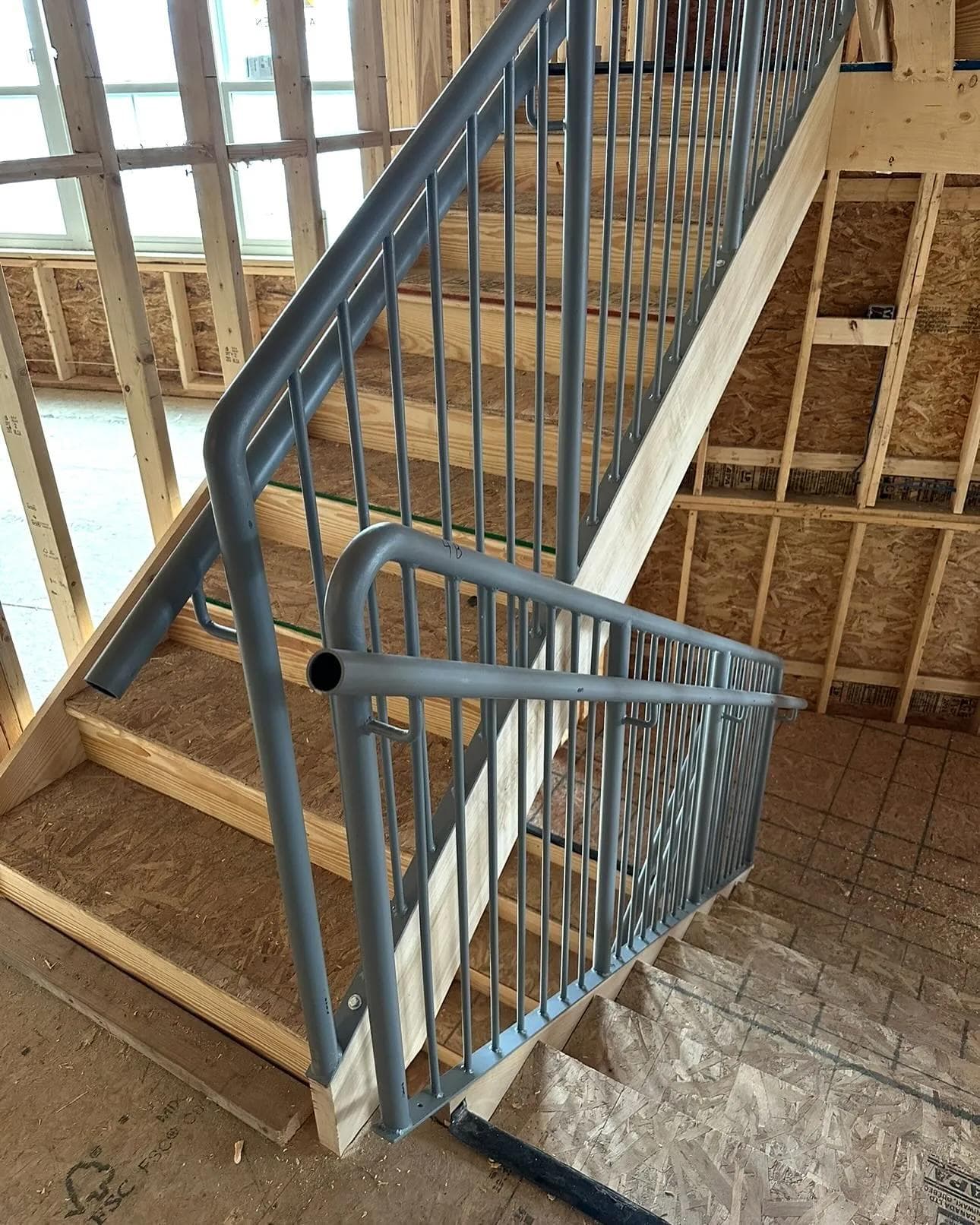 Steel handrail railings in commercial apartment building in Goshen, NY.