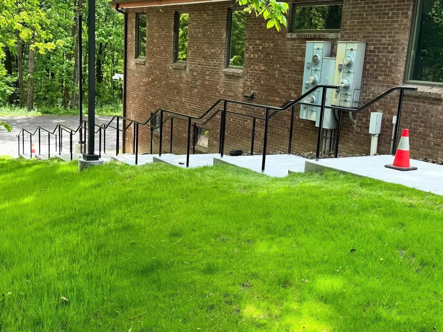 Custom bent steel railing in Stone Ridge, NY.