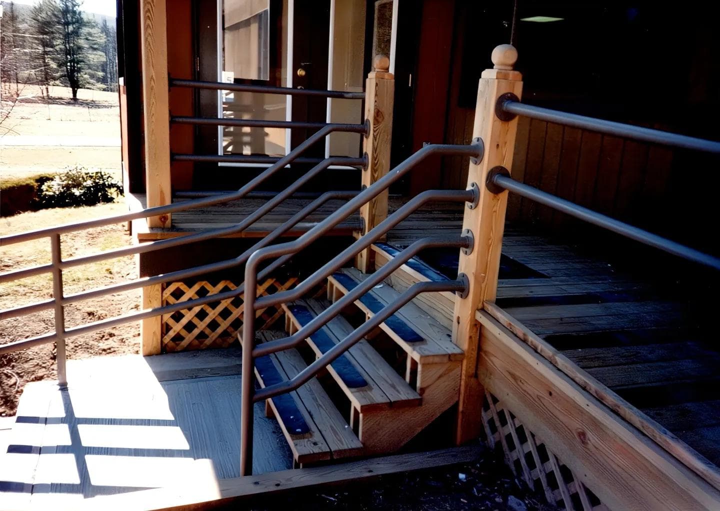 Custom steel handrails for exterior at commercial property in Hyde Park, NY.